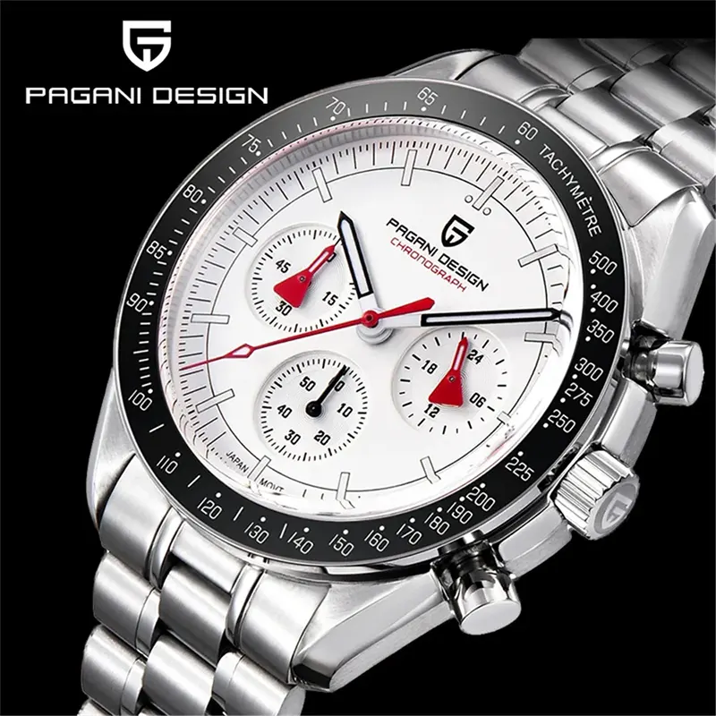 Pagani Design PD-1701 Speedmaster Chronograph White Dial Men's Watch